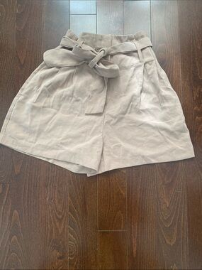 Dynamite High-Waist Paperbag Tie Shorts - Taupe